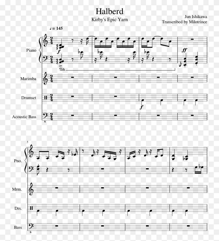 750x864 Halberd Sheet Music Composed By Jun Ishikawa Transcribed Wagner Wedding March Pdf, Gray, World Of Warcraft HD PNG Download