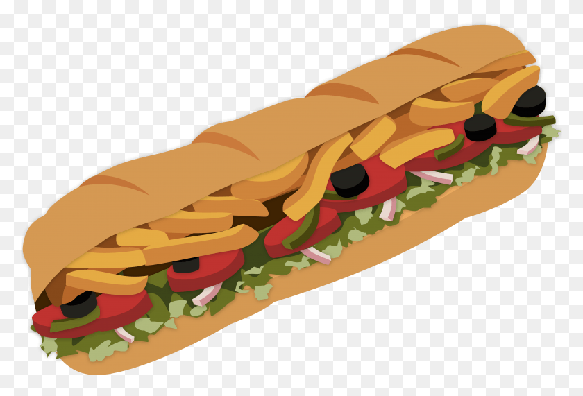 5001x3282 Half Clipart Clip Art Library Cartoon Sub Sandwich Clipart, Hot Dog, Food HD PNG Download