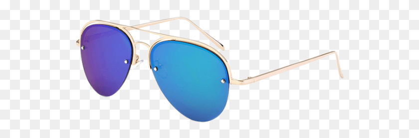 542x217 Half Frame Pilot Mirrored Sunglasses, Accessories, Accessory, Goggles Descargar Hd Png