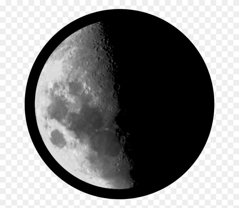 669x669 Half Moon Moon, Outer Space, Night, Astronomy HD PNG Download