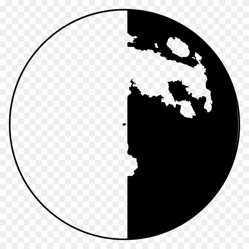 980x980 Half Moon Phase Symbol Comments Moon Craters Black White, Text, Number, Sphere Descargar Hd Png