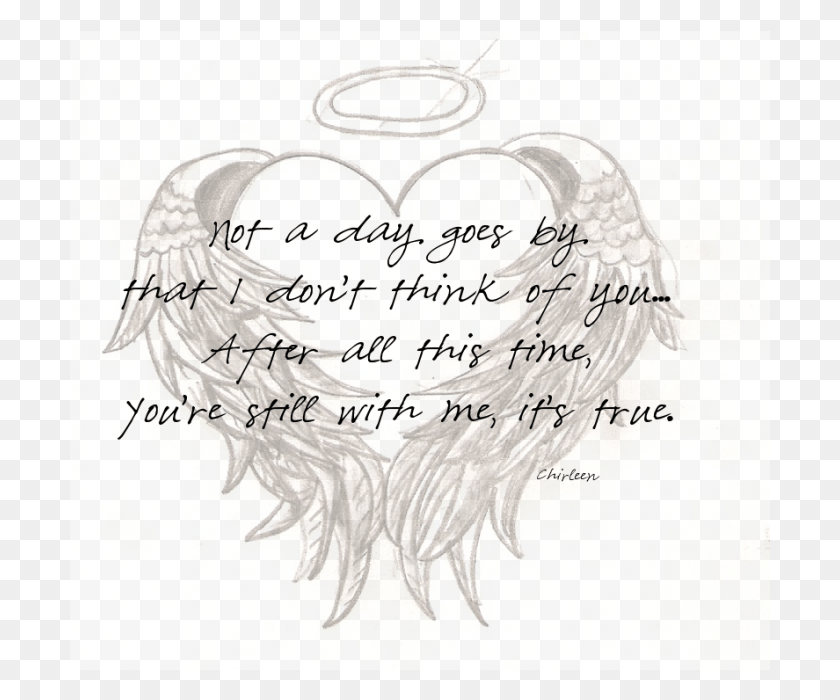 700x640 Half Of My Heart Is In Heaven With My Angel Angel Love Tattoo Designs, Text, Bird, Animal HD PNG Download