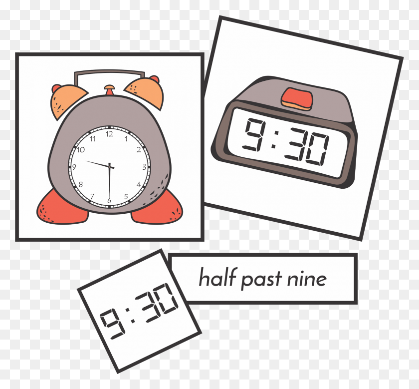 1600x1476 Half Past Digital Clock Cartoon Clipart, Alarm Clock, Clock, Wristwatch HD PNG Download