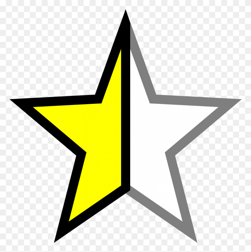 821x824 Half Star Yellow Half A Yellow Star, Cross, Symbol, Star Symbol HD PNG Download