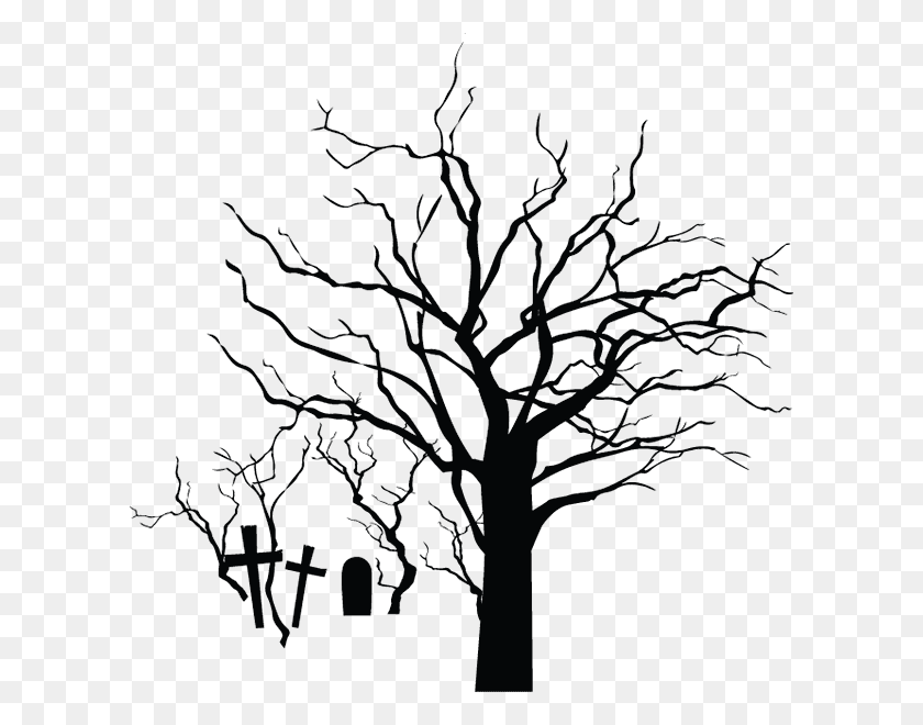 604x600 Хэллоуин Черные Ветки, Дерево, Растение, Ствол Дерева Png Скачать