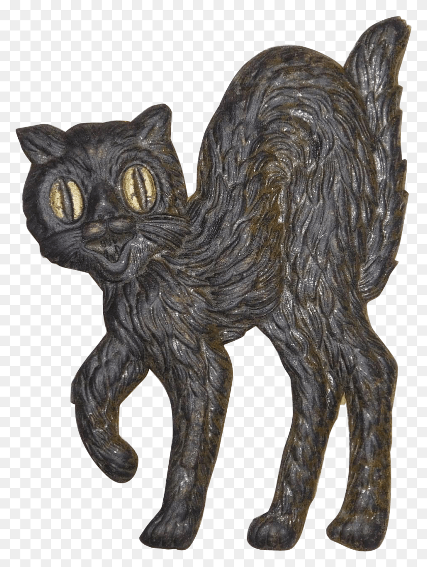 943x1276 Halloween Black Cat Bronze Sculpture, Figurine, Statue HD PNG Download