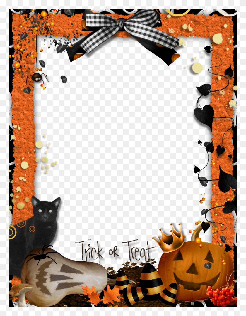 879x1146 Halloween Border Transparent Image Marcos Para Fotos Halloween Gratis, Cat, Pet, Mammal HD PNG Download