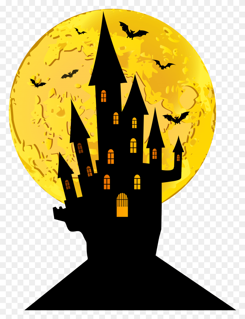5954x7901 Halloween Castle And Moon Clip Art Image, Symbol, Text, Logo HD PNG Download