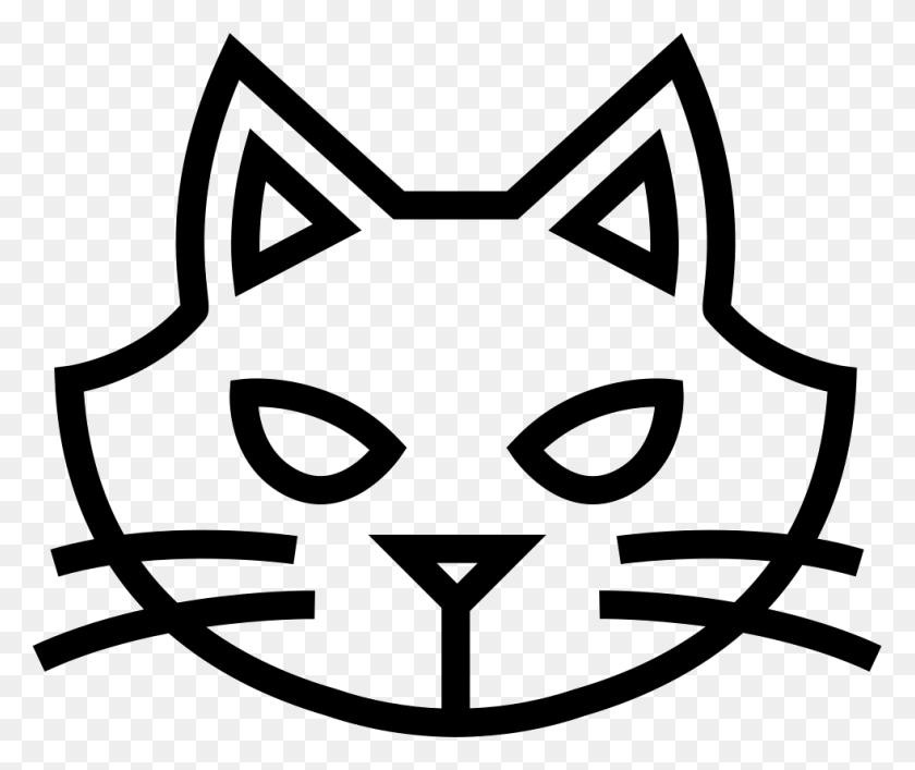 981x814 Halloween Cat Face Outline Svg Icon Free Cat Face Outline, Stencil, Label, Text HD PNG Download
