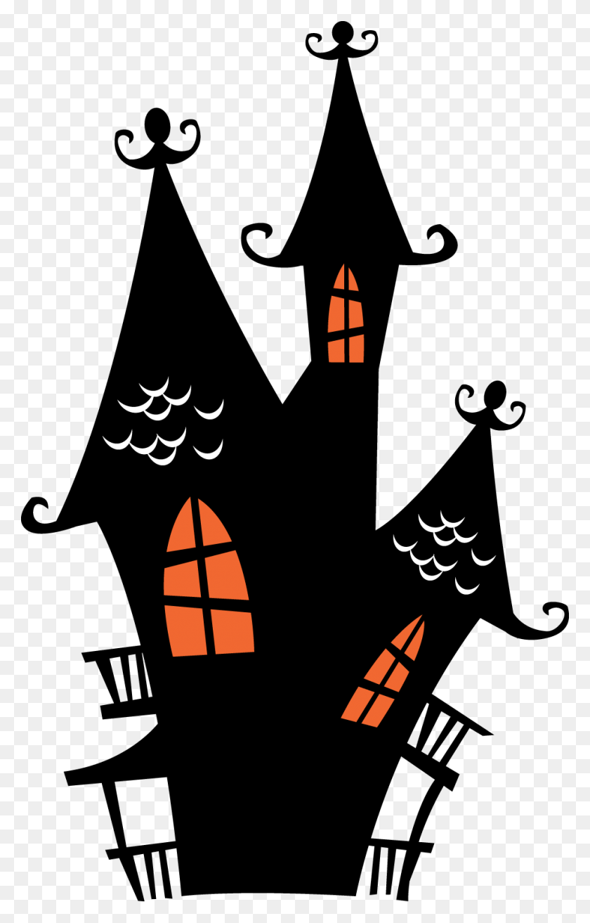 963x1548 Halloween Clip Art Haunted Houses Clipart Is Haunted House Silhouette Clipart, Text HD PNG Download