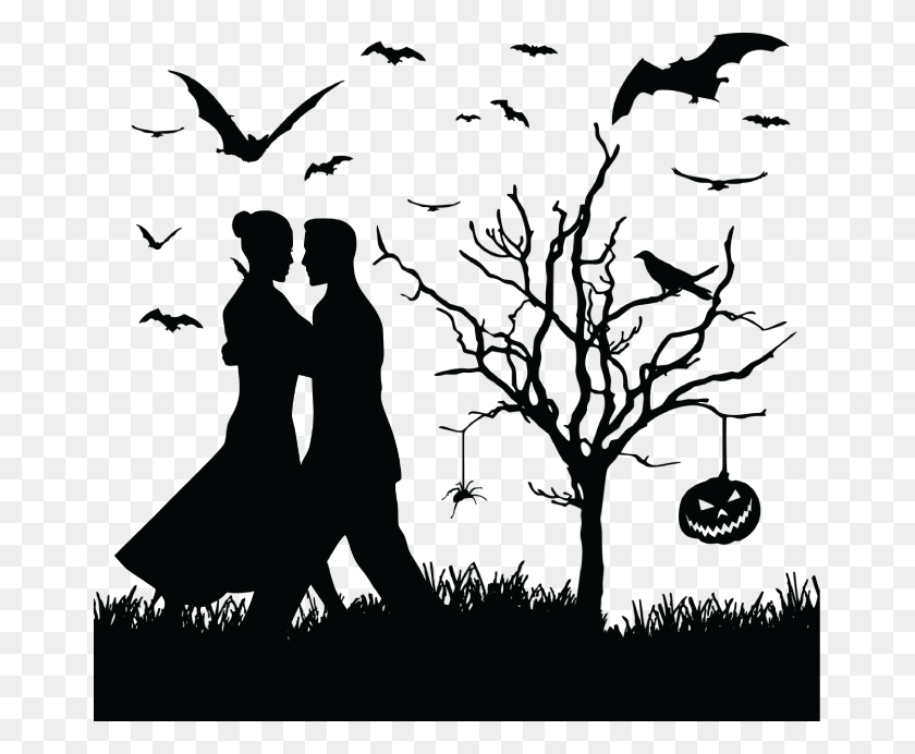 667x632 Halloween Costume Dance Halloween Tree Silhouette HD PNG Download
