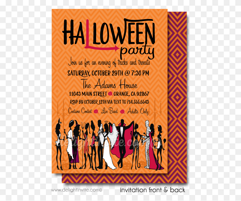 485x641 Halloween Costume Party Invitations Halloween Costume Costume Party Invite Adult, Advertisement, Poster, Flyer HD PNG Download