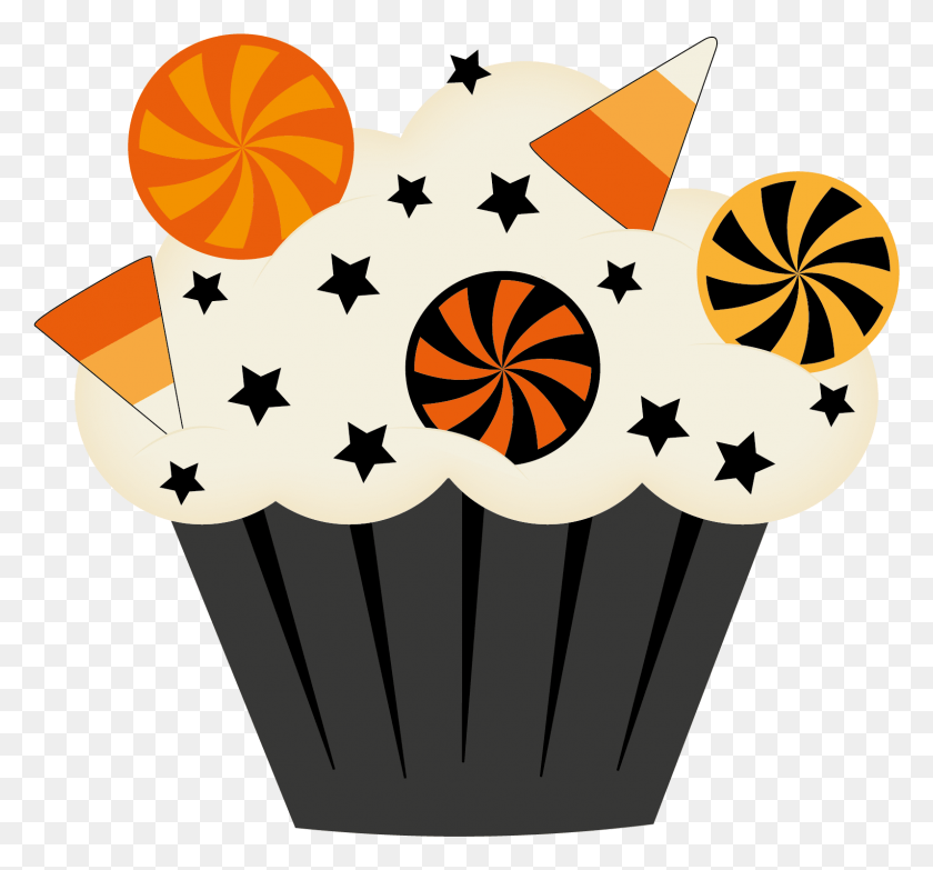 1594x1479 Halloween Cupcake Clip Art Black And Gold Stars White Background, Food, Sweets, Confectionery HD PNG Download