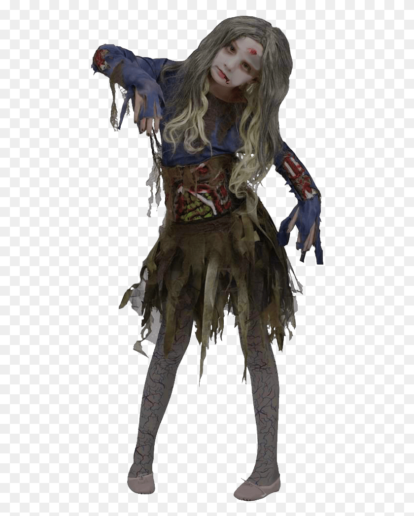 474x987 Halloween Girl Zombie Transparent Background Halloween Costume Zombie Girl, Person, Human, Clothing HD PNG Download