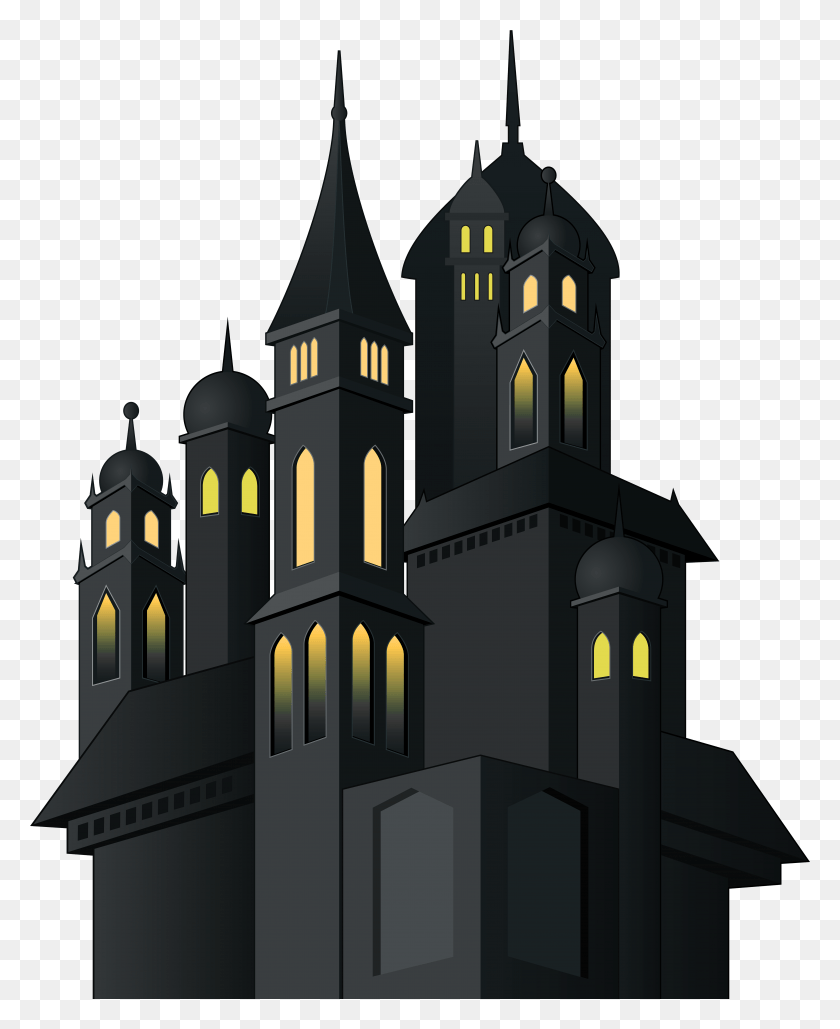 6389x7944 Halloween Haunted Castle Clip Art Image, Spire, Tower, Architecture HD PNG Download