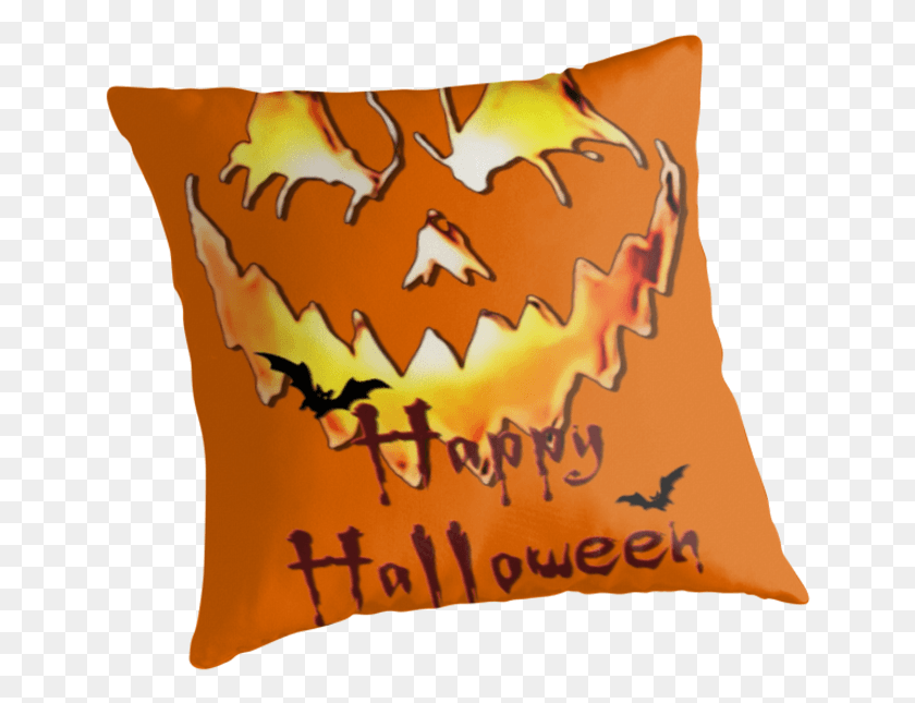 649x585 Halloween Jack O39 Lantern Face Spooky Smile Cushion, Pillow HD PNG Download