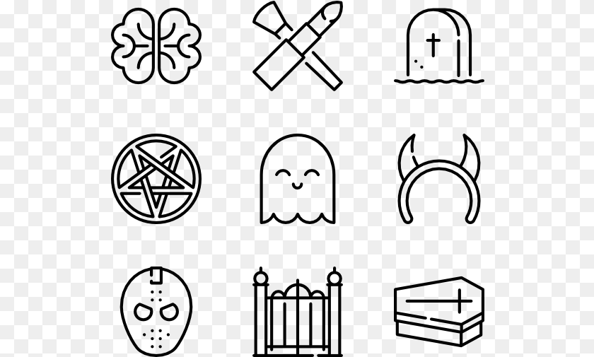 529x505 Halloween Line Craft Hip Hop Icons, Gray Sticker PNG