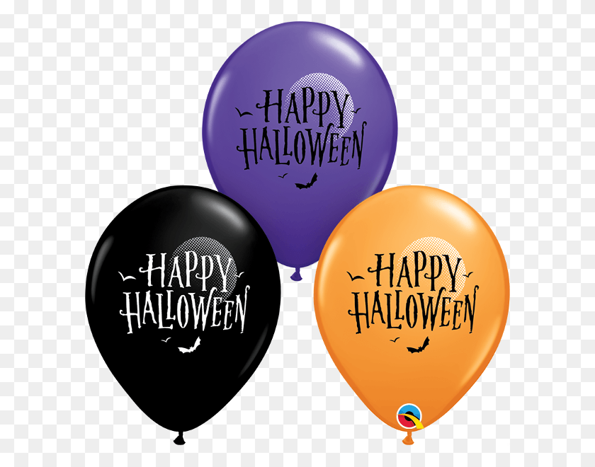600x600 Halloween Moon Amp Bats Balloons Happy Halloween Balloon, Ball HD PNG Download