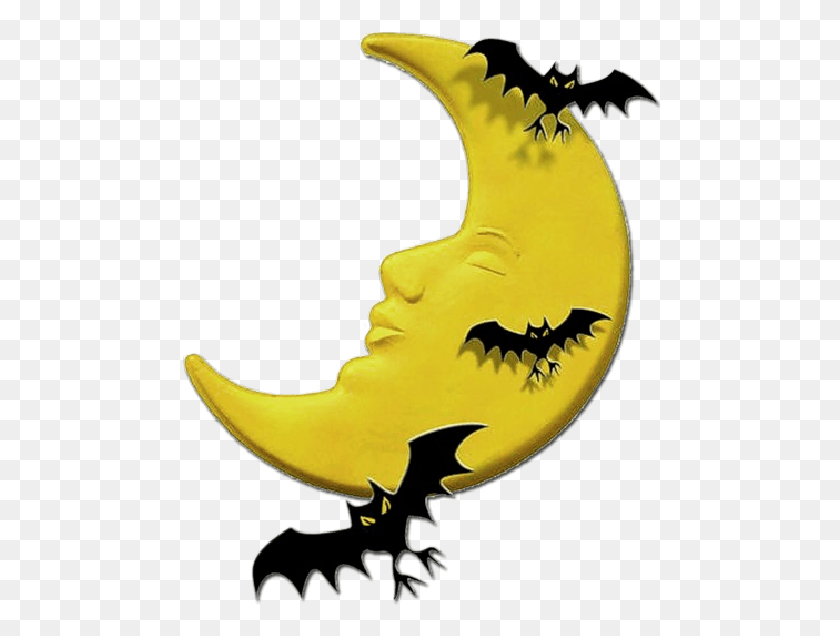 487x576 Halloween Moon Clipart, Dragon, Banana, Fruit HD PNG Download