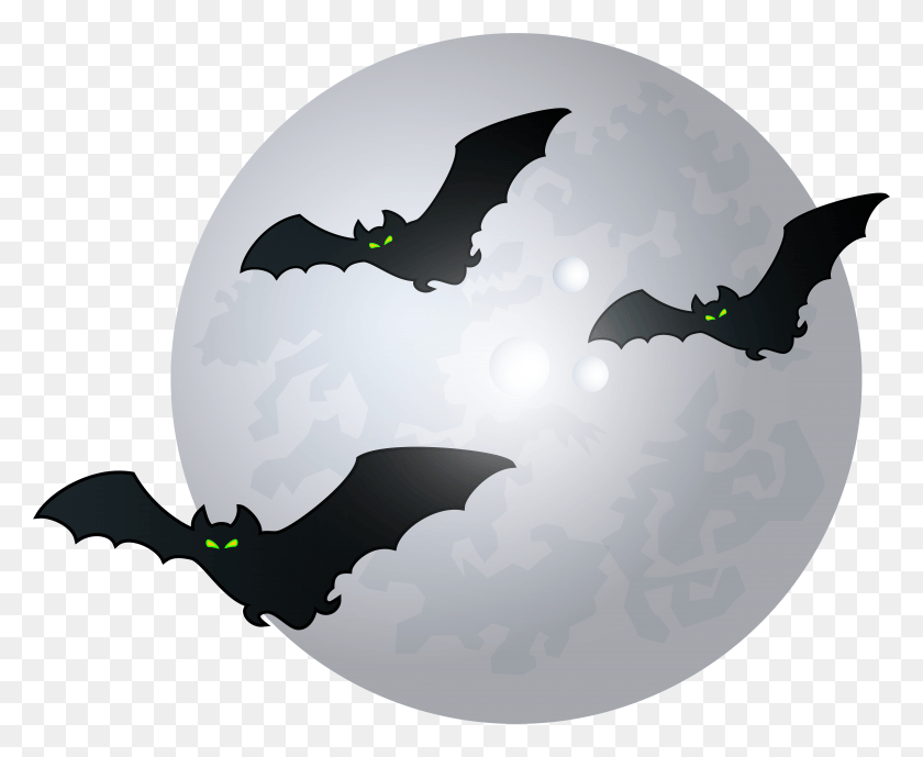 7809x6300 Halloween Moon With Bats Clip Art Image, Astronomy, Outer Space, Universe HD PNG Download