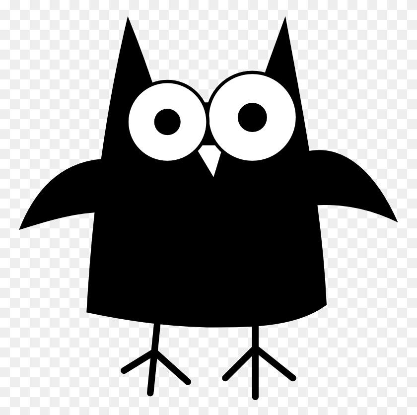 766x776 Halloween Owl Clipart Free Black And Halloween Owl Clip Art, Stencil, Penguin, Bird HD PNG Download