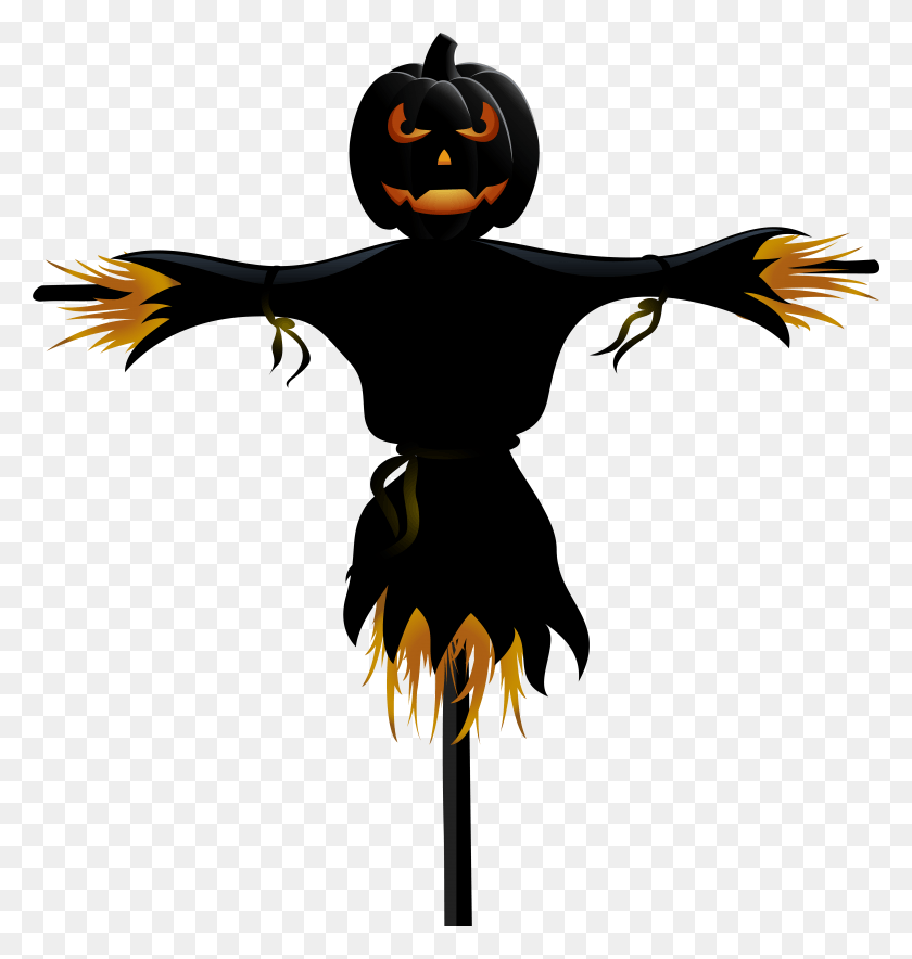 6591x6969 Halloween Pumpkin Scarecrow Transparent Clip Art Halloween Clipart, Animal, Bird, Flying HD PNG Download
