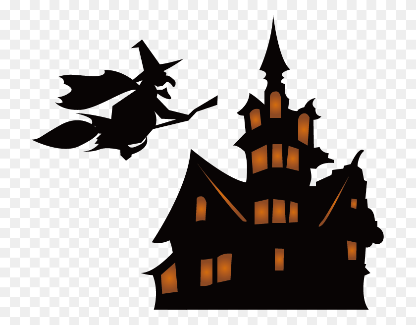 711x596 Halloween Silhouette Haunted House File Scary Halloween, Stencil, Cross HD PNG Download
