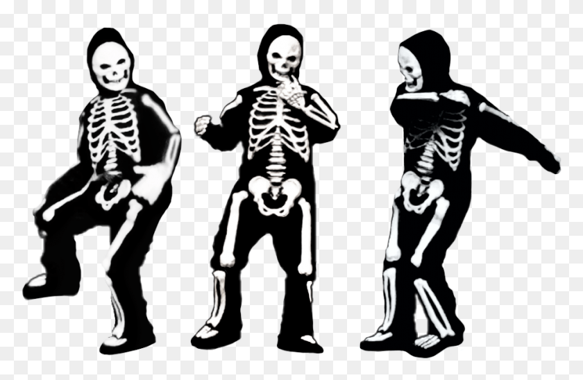 930x583 Хэллоуин Скелеты Танцы Костюм Черно-Белый Гитарист, Скелет, Человек, Человек Png Скачать