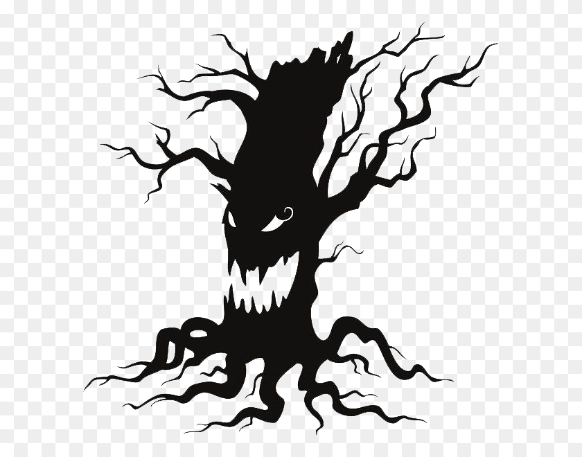 600x600 Halloween Tree File Spooky Tree Clip Art, Stencil, Plant HD PNG Download