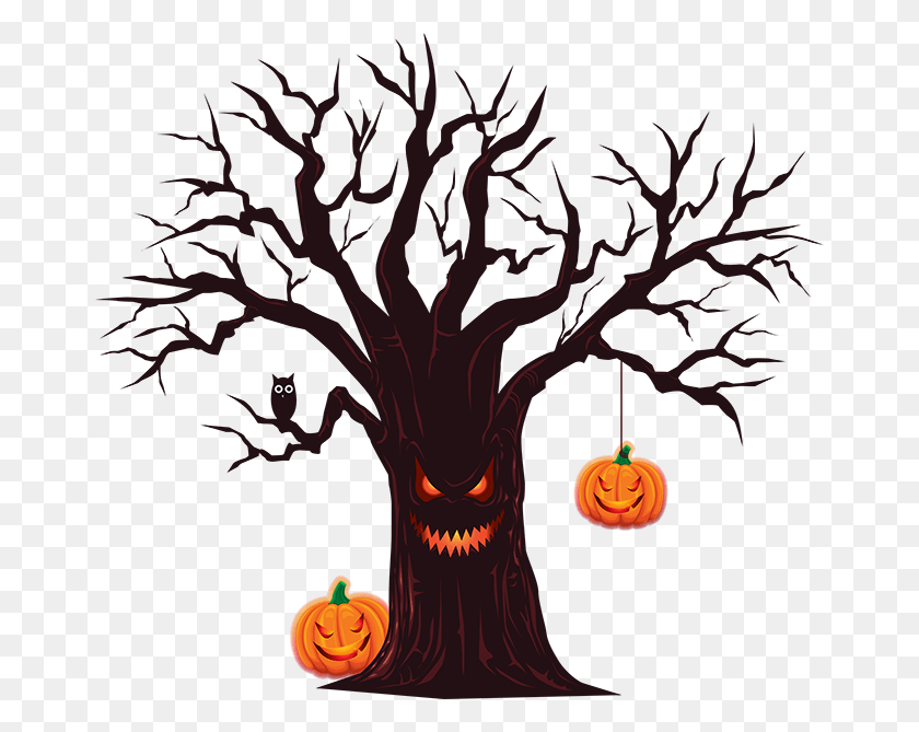666x609 Halloween Tree Happy Halloween Day 2018, Graphics, Modern Art HD PNG Download