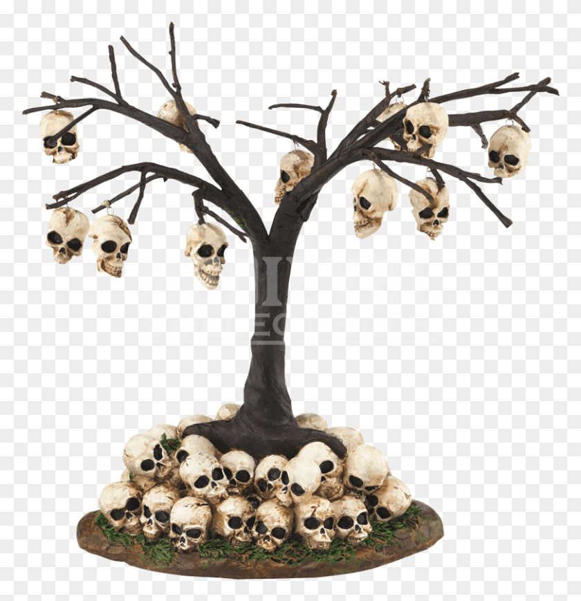 810x841 Halloween Village Accessories By Department Skull Tree, Plant, Lamp, Flower HD PNG Download
