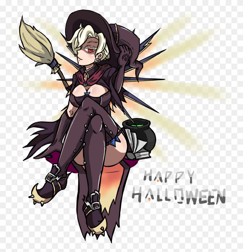 953x992 Hallween Fictional Character Human Hair Color Anime Witch Mercy Transparent, Manga, Comics, Book HD PNG Download