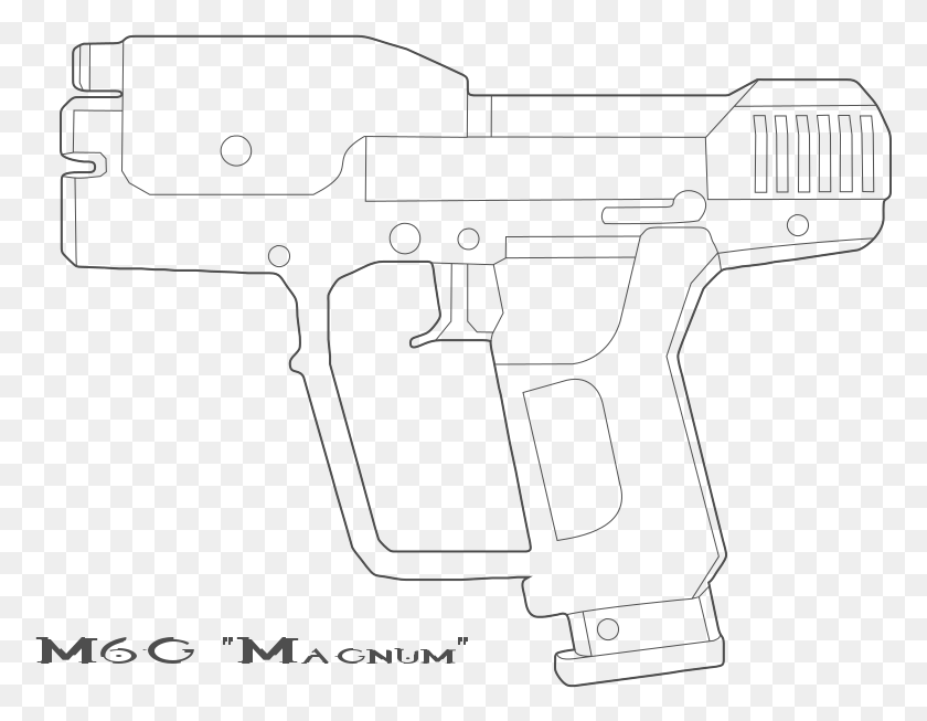777x593 Halo 3 Magnum Coloring 165037 Trigger, Gun, Weapon, Weaponry HD PNG Download