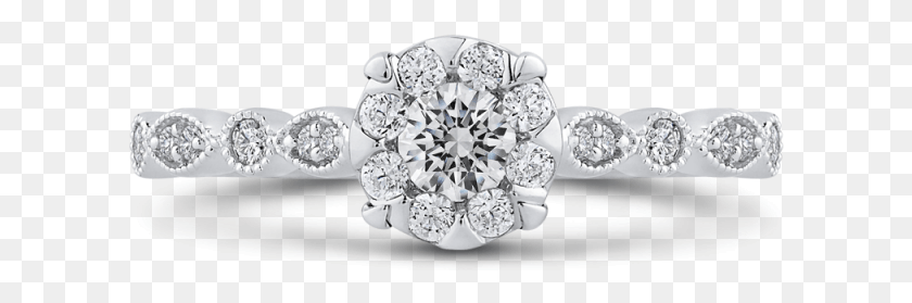 604x219 Halo Ring, Diamond, Gemstone, Jewelry HD PNG Download