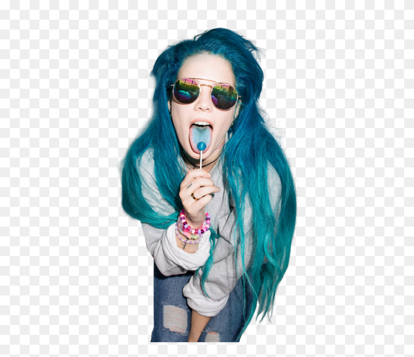 397x665 Halsey Blue And Hair Image Halsey Blue Hair Lollipop, Sunglasses, Accessories, Accessory HD PNG Download