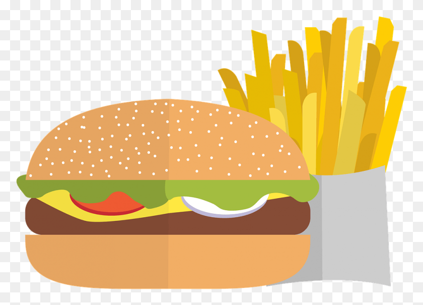 1007x704 Hamburger And Fries Hamburger And Chip Clipart, Food, Burger, Sandwich HD PNG Download