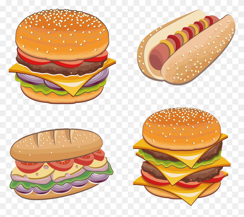 2165x1907 Hamburger Chicken Sandwich Fast Food Buffalo Wing French Pan Con Pollo Dibujo, Burger, Food, Hot Dog HD PNG Download