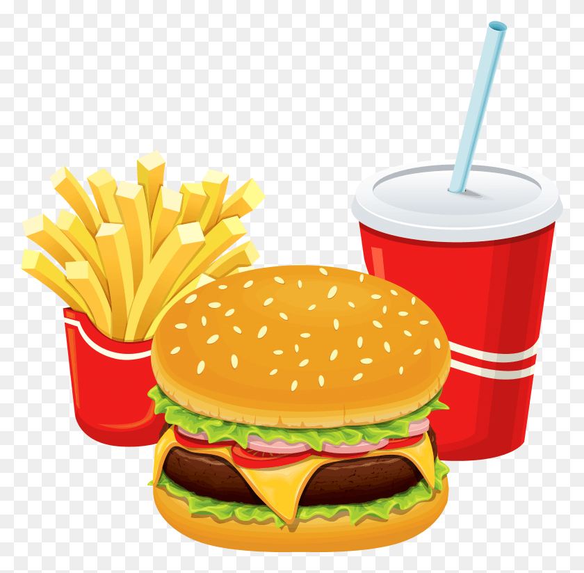 3899x3822 Hamburger Fries And Cola Clipart Hamburger And Fries Clipart, Food, Burger, Beverage HD PNG Download
