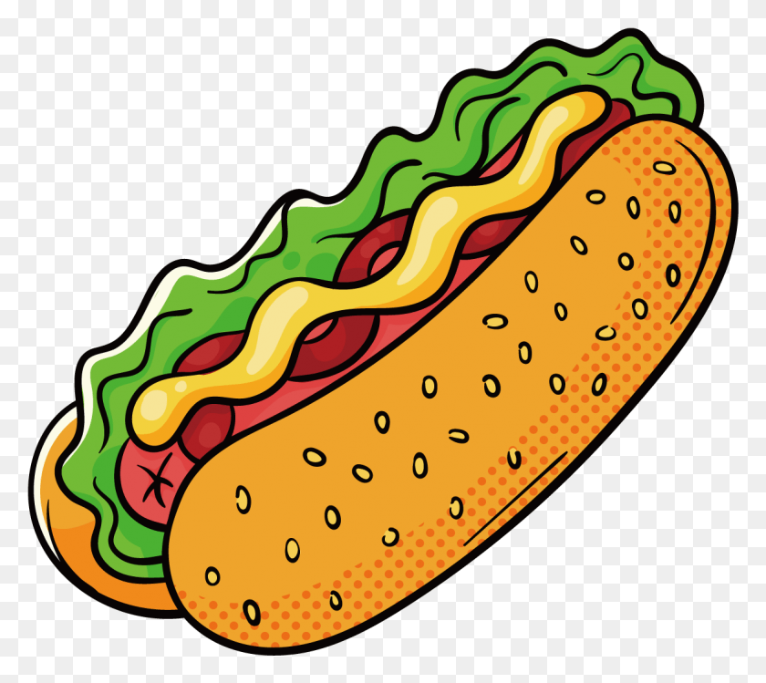 1166x1031 Hamburger Hot Dog Fast Food Drawing Hot Dog Food Drawings, Rug HD PNG Download