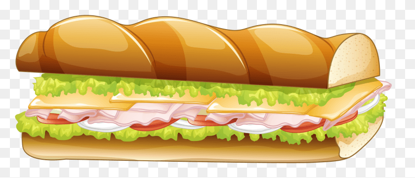 2853x1102 Hamburger Submarine Sandwich Pizza Panini Fast Food Sub Sandwich Vector, Hot Dog, Food, Burger HD PNG Download