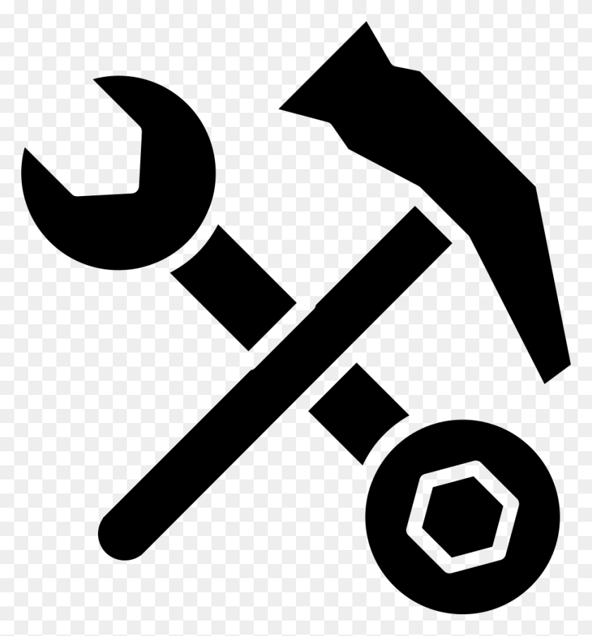 908x981 Hammer And Double Sided Wrench Tools Comments Gender And Leadership, Axe, Tool, Stencil HD PNG Download