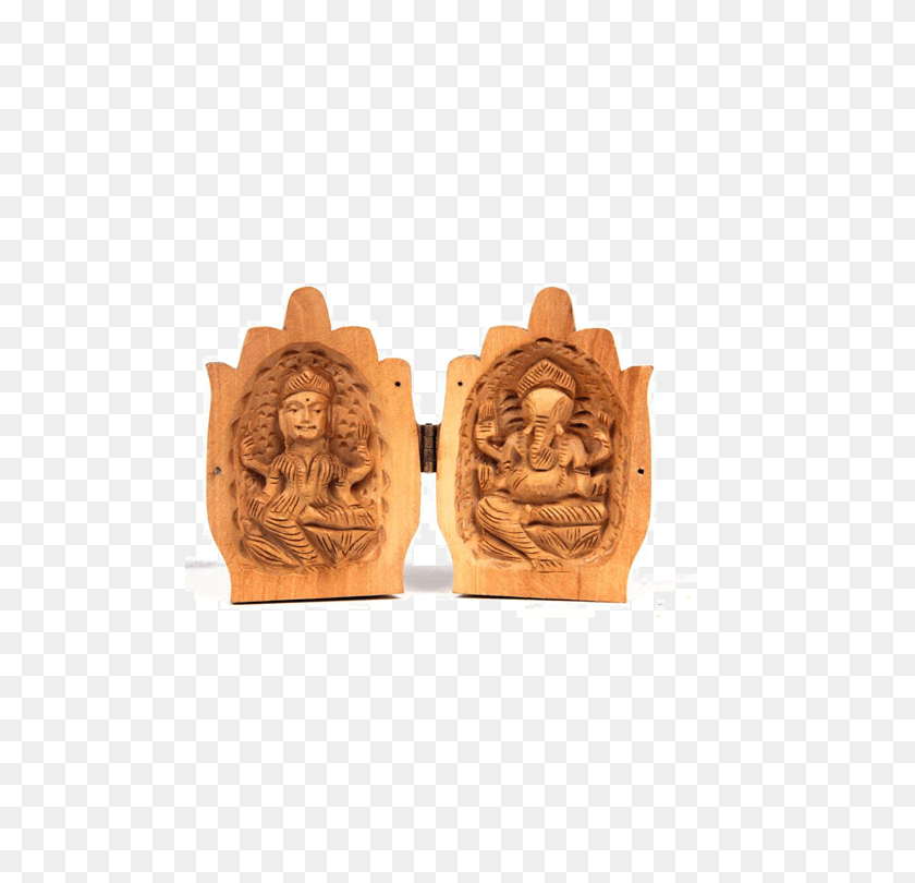 500x750 Hand Carved Goddess Laxmi And Lord Ganesh In The Folded Carving, Wood, Head, Archaeology HD PNG Download