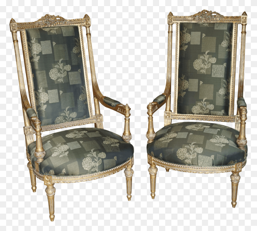 2577x2305 Hand Carved Gold Royal Chair Green Fabric Transparent Royal Chairs HD PNG Download