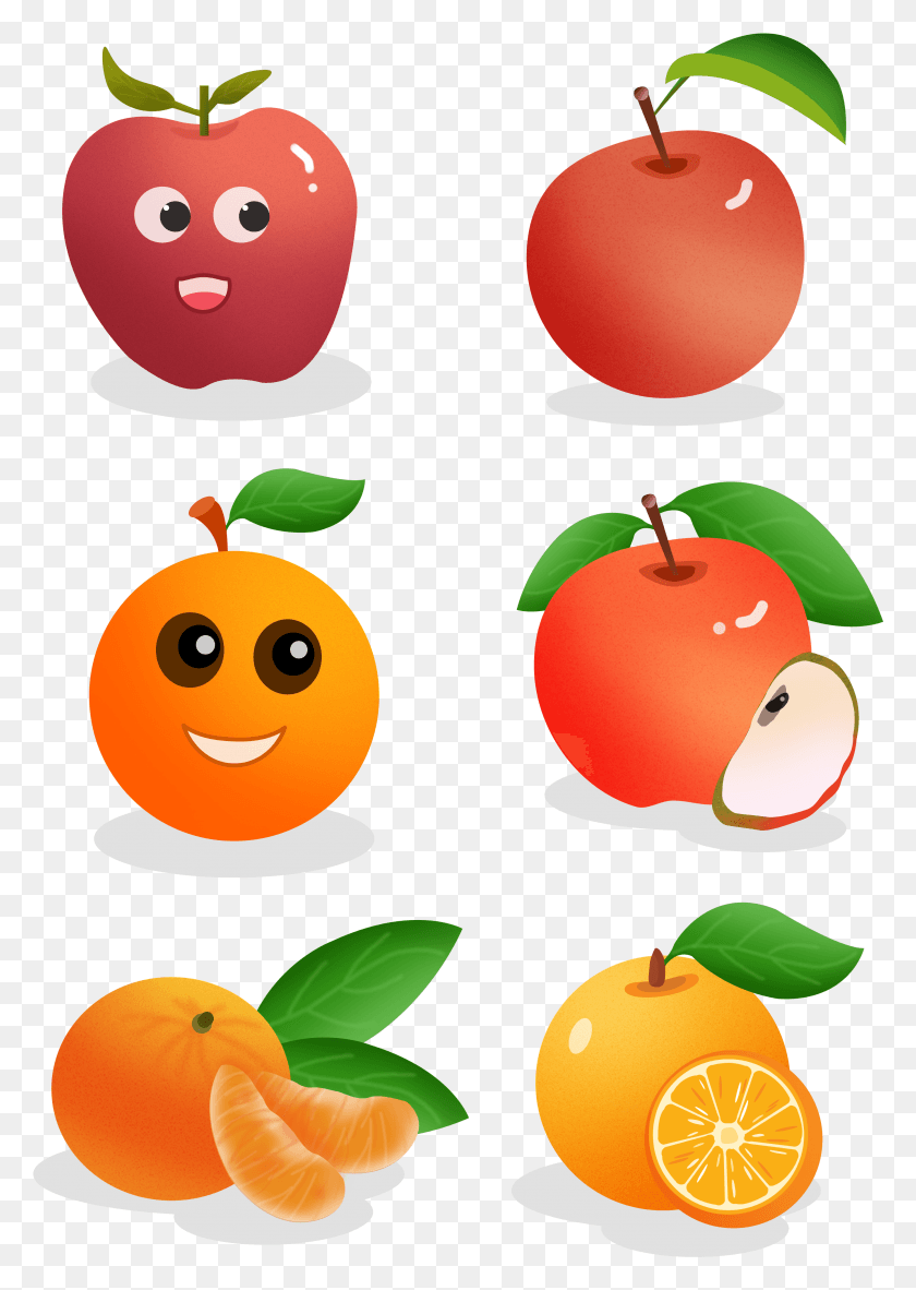 2693x3874 Descargar Png Dibujado A Mano Manzana Naranja Dibujos Animados Y Psd, Planta, Fruta, Alimentos Hd Png