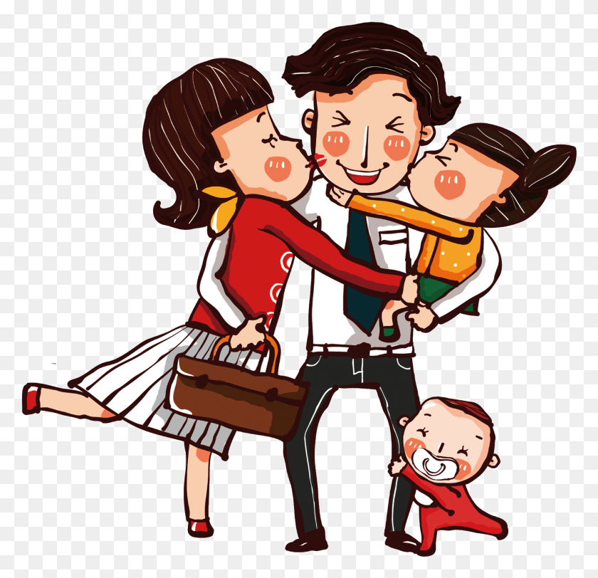 1780x1717 Hand Drawn Cartoon Family Decoration Vector, Person, Human, People HD PNG Download