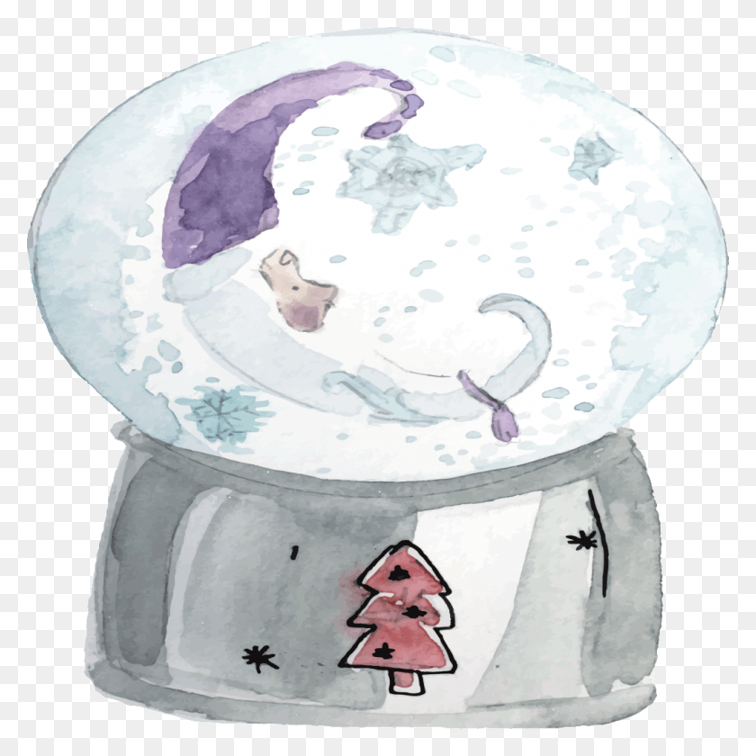 1024x1024 Hand Drawn Cartoon Snow Globe Glass Ball Transparent Illustration, Room, Indoors, Furniture HD PNG Download