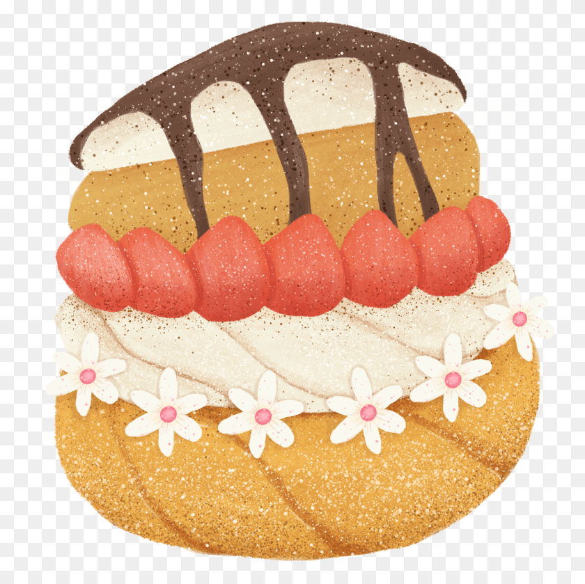 1612x1610 Hand Drawn Dessert Food Illustration And Psd Food, Birthday Cake, Cake, Cream HD PNG Download