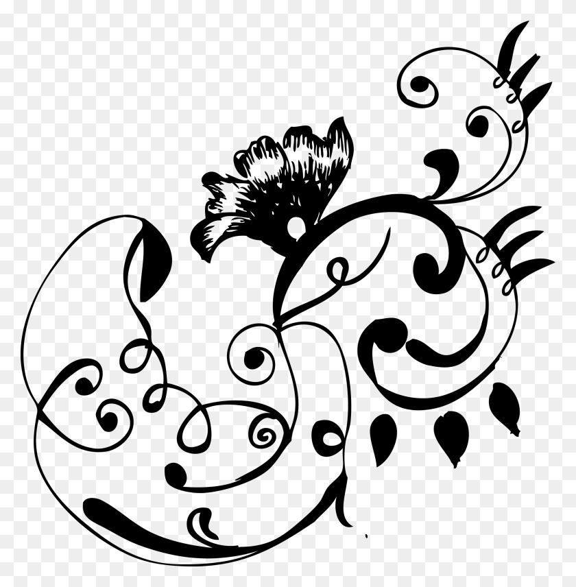 2447x2500 Hand Drawn Floral Free Vector Images Free Vector Free Hand Drawing Design, Gray, World Of Warcraft HD PNG Download