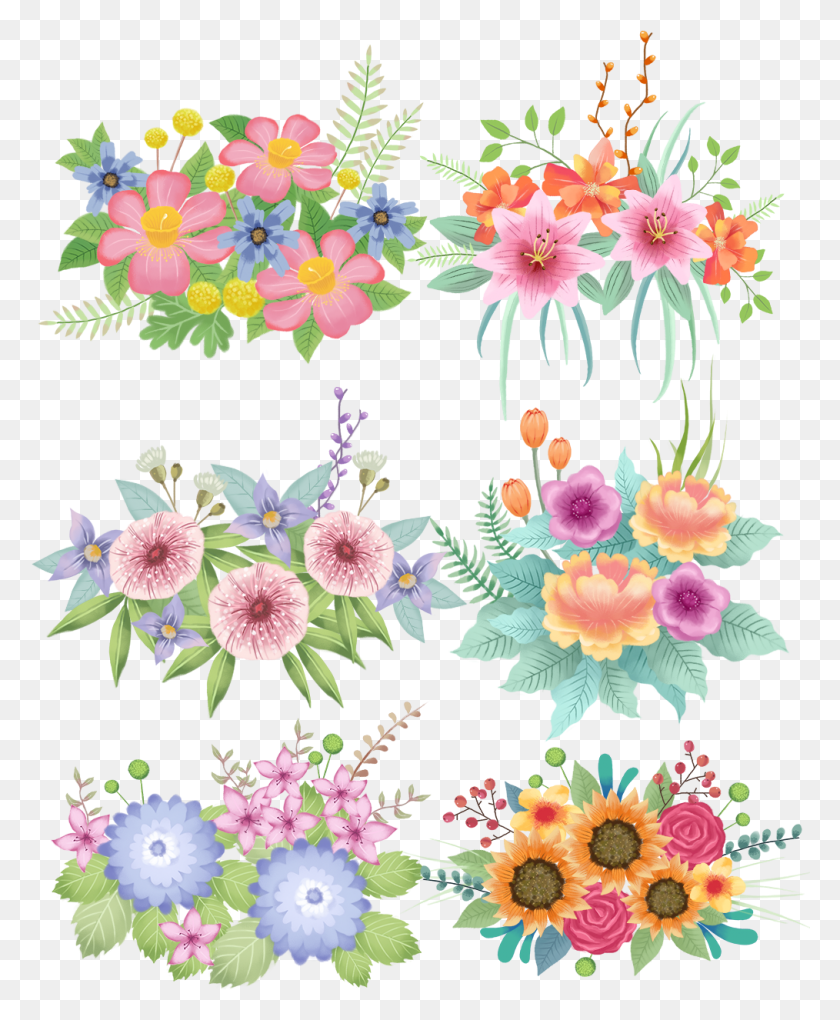 1014x1248 Hand Drawn Fresh Flower Cartoon And Psd Flower, Floral Design, Pattern, Graphics HD PNG Download