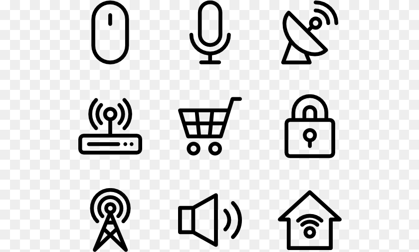 Hand Drawn Icons, Gray Sticker PNG